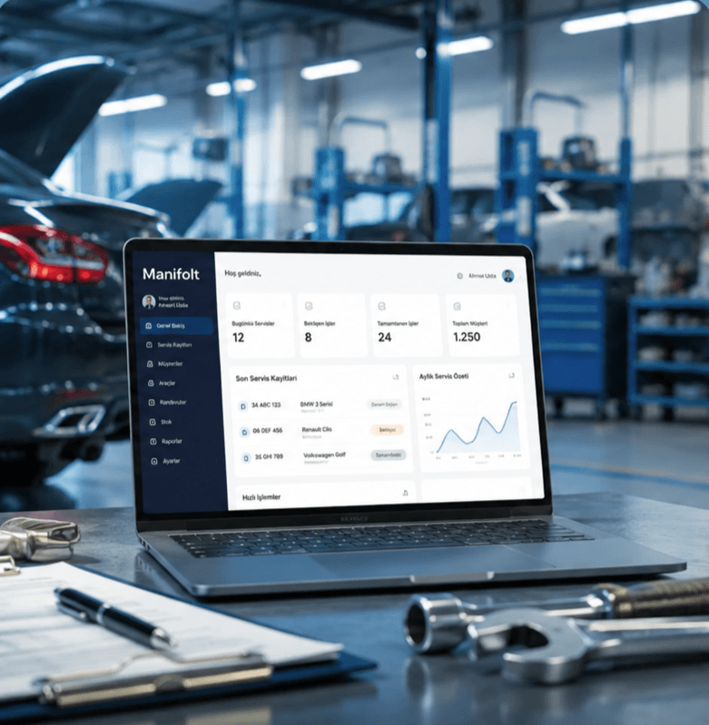A user managing auto service operations with Manifolt